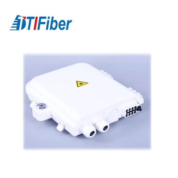 48-port fiber distribution box open showing 48 SC adapters and splice trays