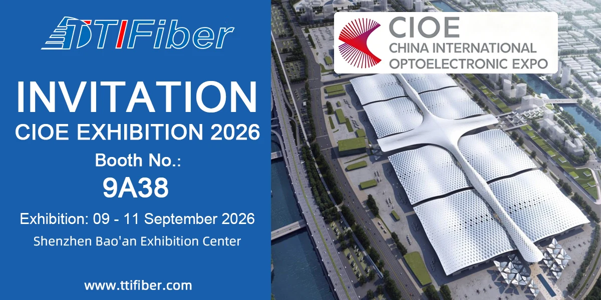 TTI Fiber invitation banner for CIOE 2026 Shenzhen Booth 9A38