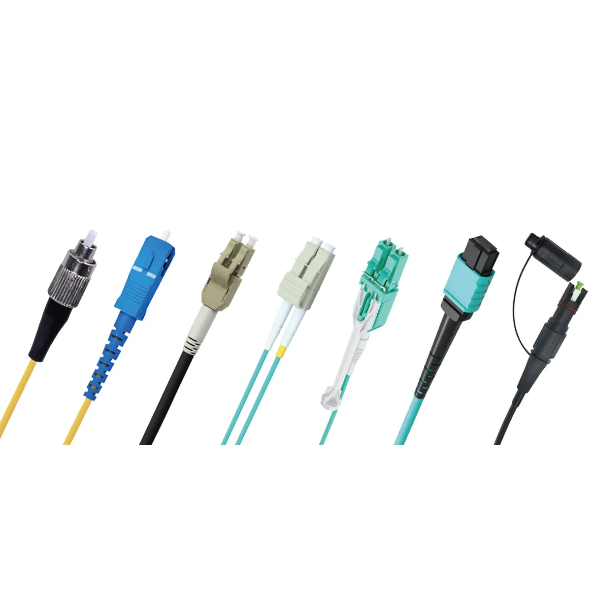 Custom fiber optic patch cords various connector types and colors