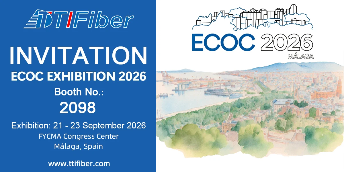 TTI Fiber invitation banner for ECOC 2026 Málaga Booth 2098