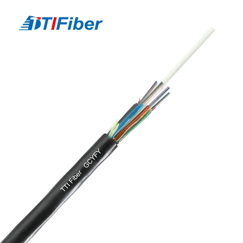 GYHTY non-metallic fiber optic cable cross-section showing FRP core and aramid yarn