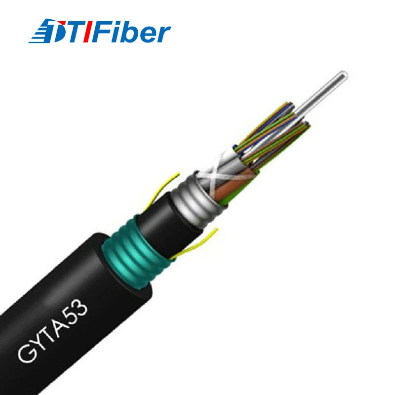 GYTA53+33 round wire armored fiber optic cable cross-section with multiple armor layers