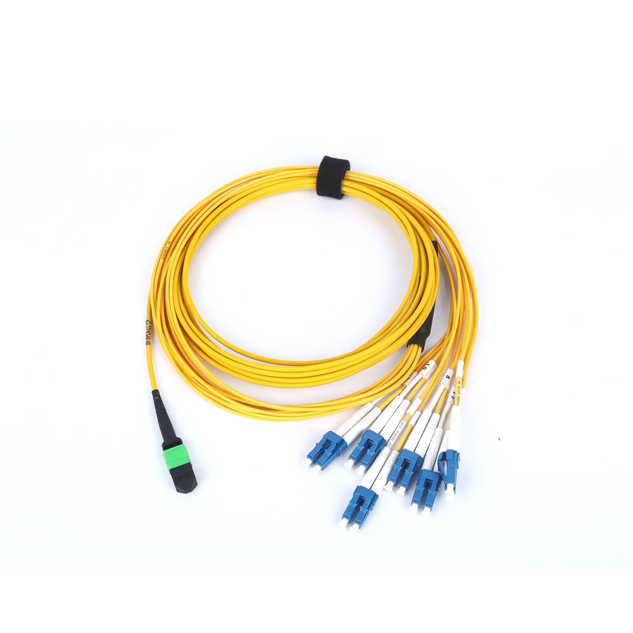 MPO to LC Single Mode OS2 Breakout Patch Cord — 8/12 Fiber Fan-Out