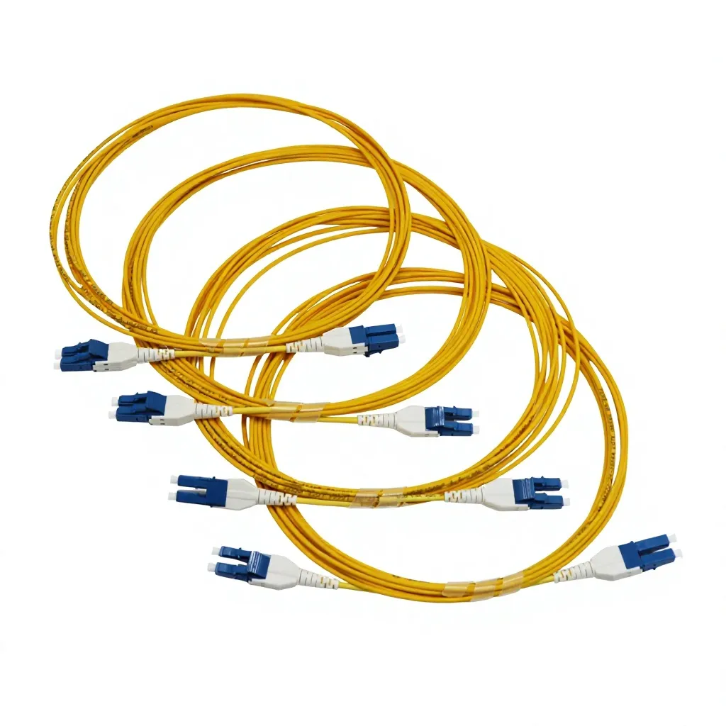 OS2 single mode fiber optic patch cord yellow jacket