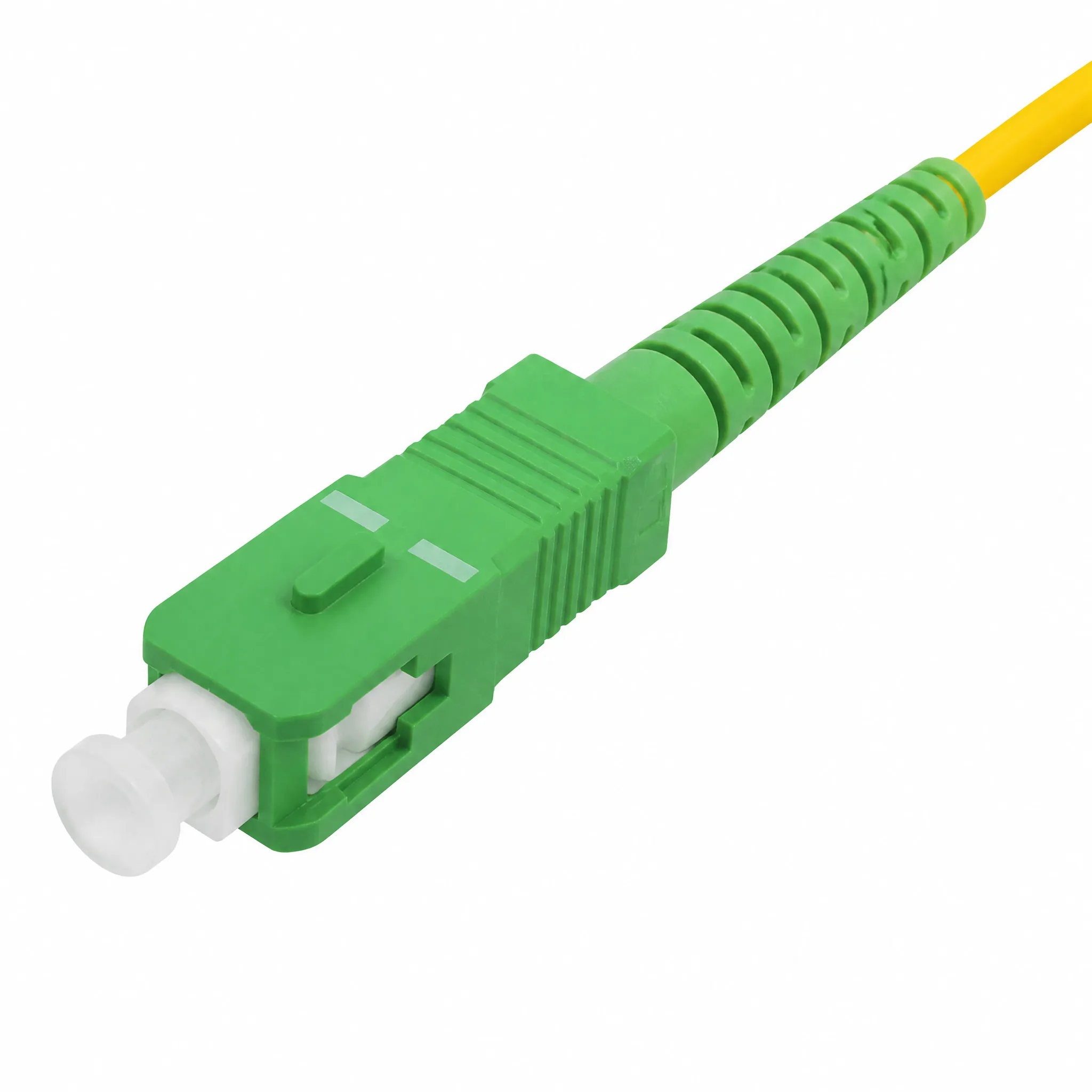 SC/APC patch cord connector detail showing angled polish
